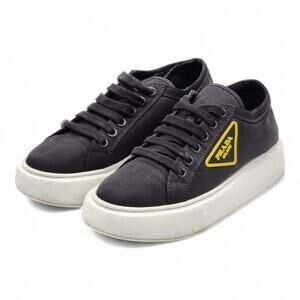 Prada Nylon Gabardine Wheel Low Women's Sneakers Black Yellow - EU 38.5 US 8